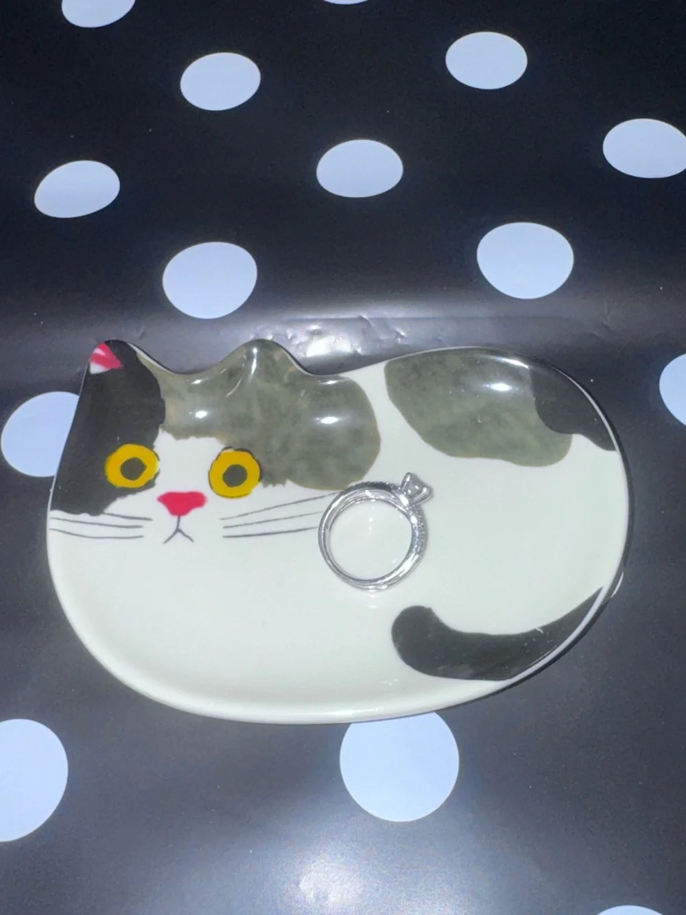 Ecouter Minette Ceramic Cat Trinket Dish Ring Holder Jewelry Tray
